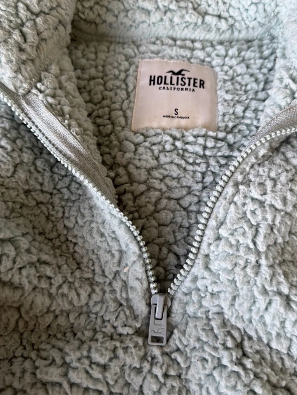 Hollister Light Mint Sherpa Quarter-Zip Pullover